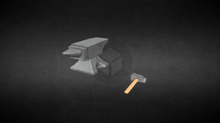 Medival Anvil & Hammer 3D Model