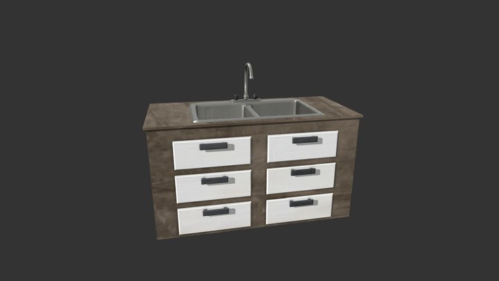 Sink in the kitchen island 3D Model