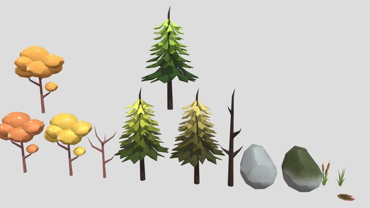 plants and rocks 3D Model