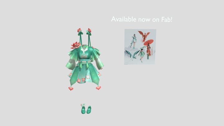 [Clothes/Accessories] Chinese Little Girl Set 3D Model
