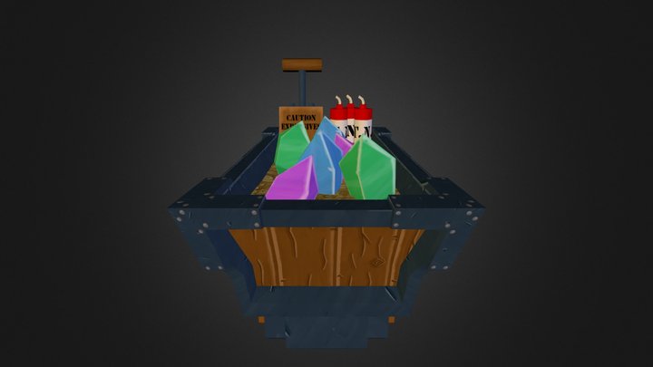 Textured Mine Cart 3D Model