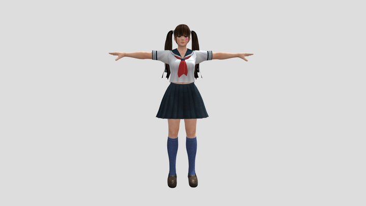 Cute School Girls  8$  wp +8801729549538 3D Model