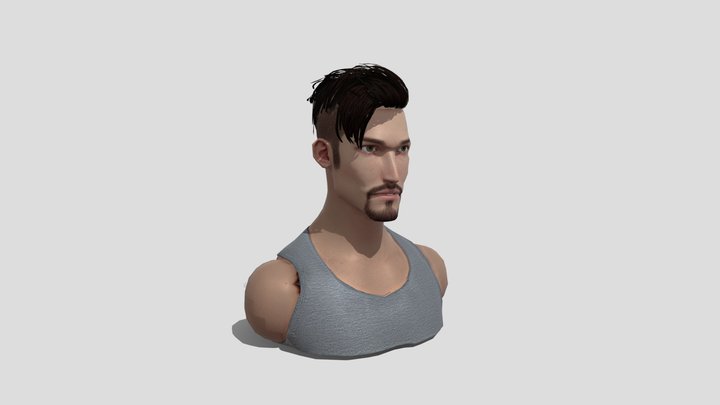 Mudium Poly Realistic Man Head 3D Model Free