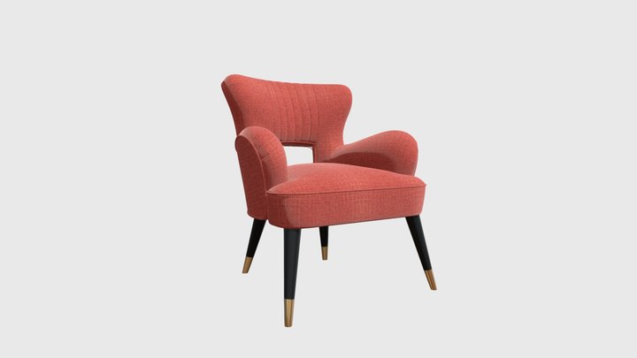 Soleil Coral Fabric Occasional Chair 3D Model