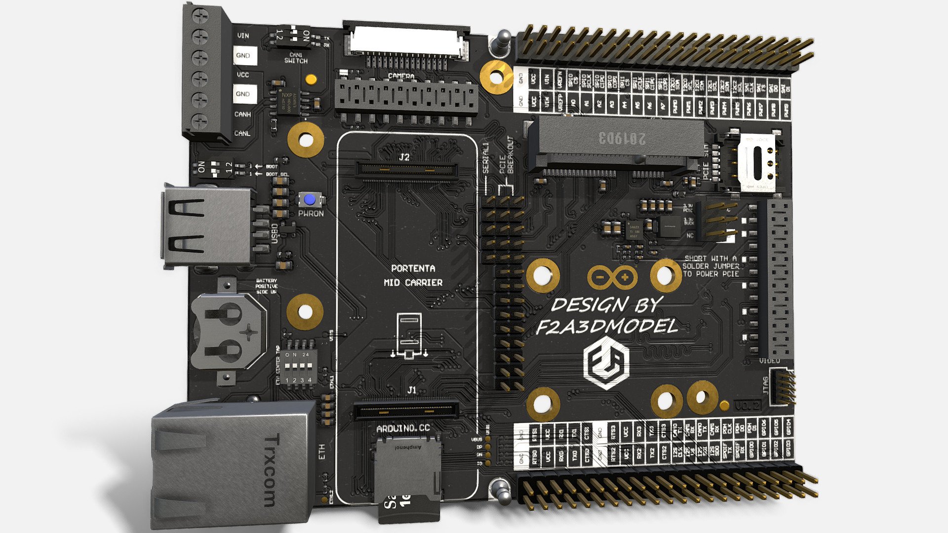Arduino Portenta Mid Carrier — Sketchfab embed 3D viewer