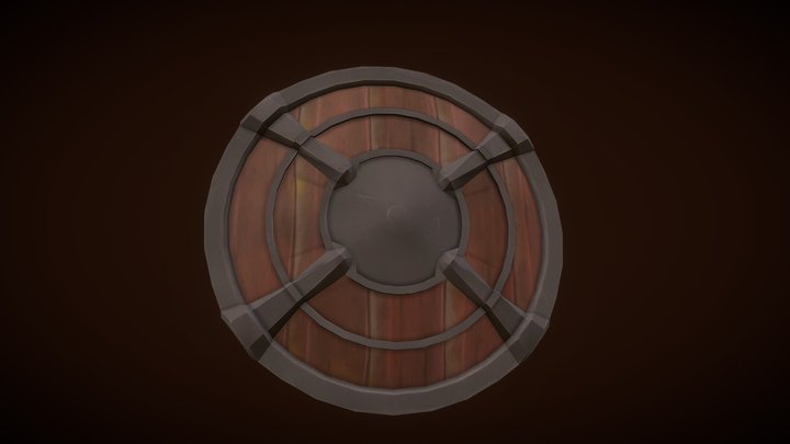 Wooden Medieval Shield 3D Model