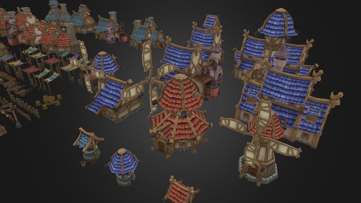 Fantasy Village Environment 3D Model