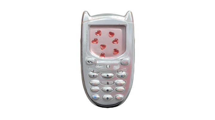 Retro mobile phone with heart icons on the scre 3D Model