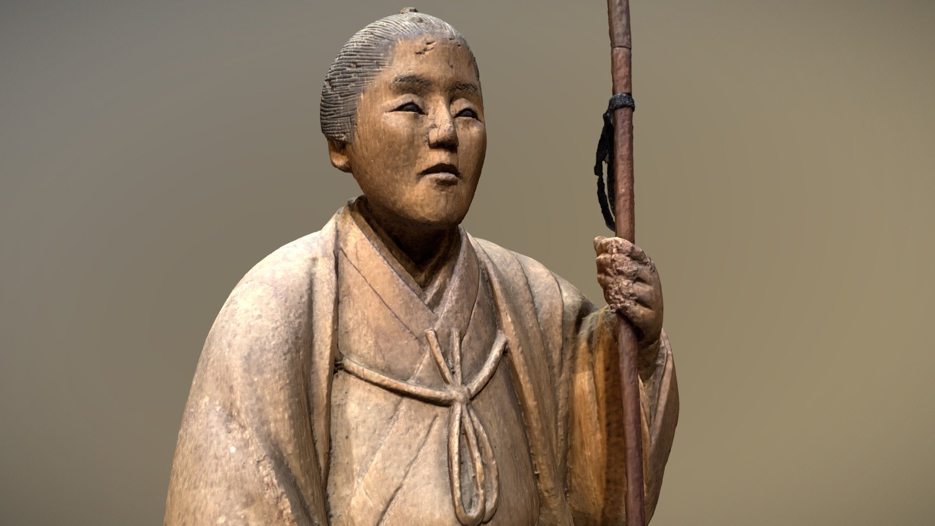 Wooden statue of Dr. Ogawa