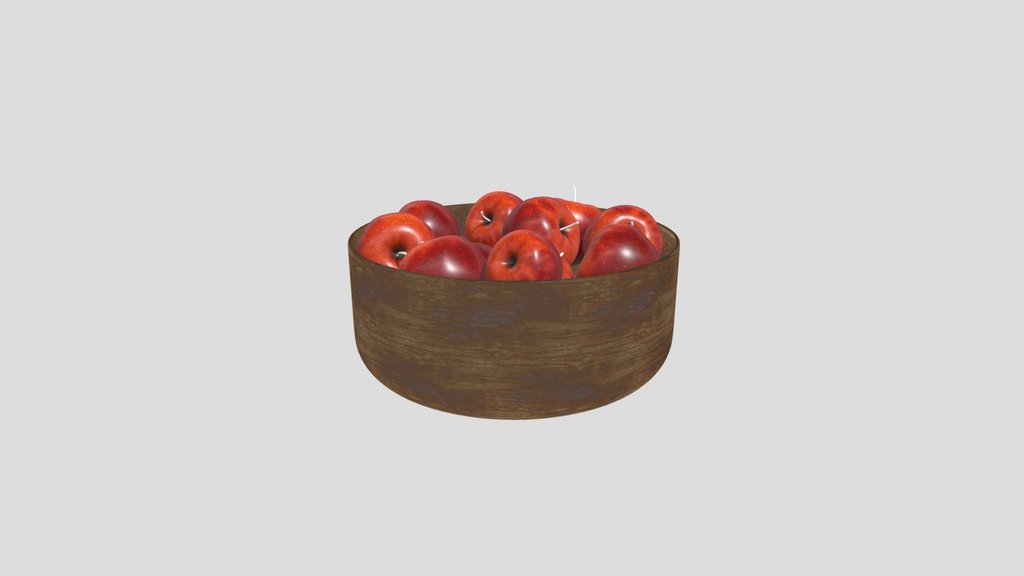 Wooden Bowl With Red Apples