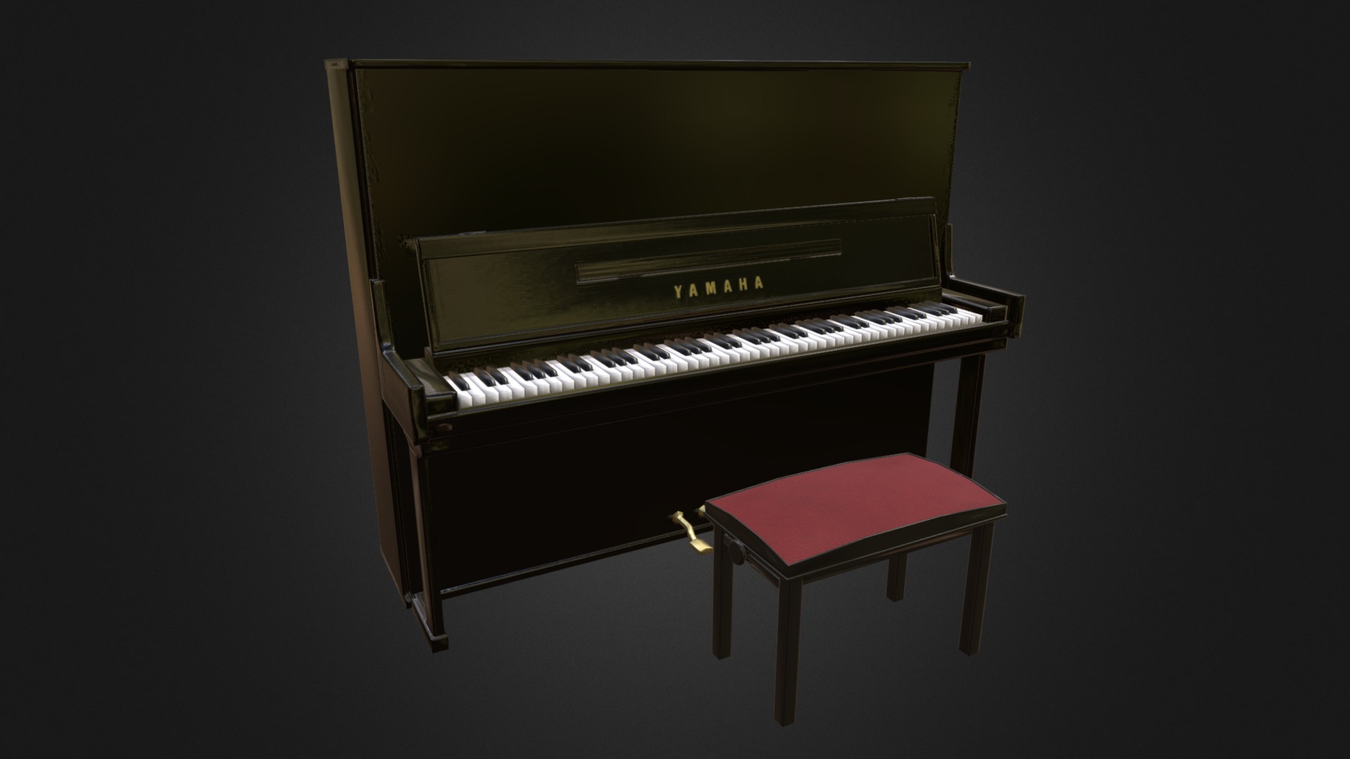 3D model Upright Piano! - This is a 3D model of the Upright Piano!. The 3D model is about a black and white piano.