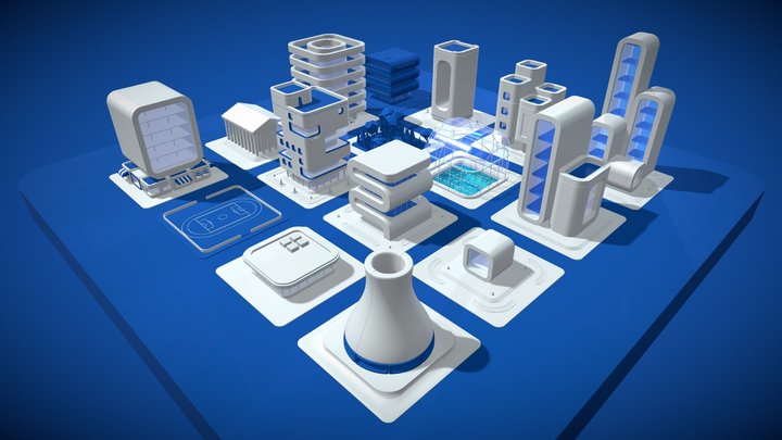 Chamfer City Kit 3D Model