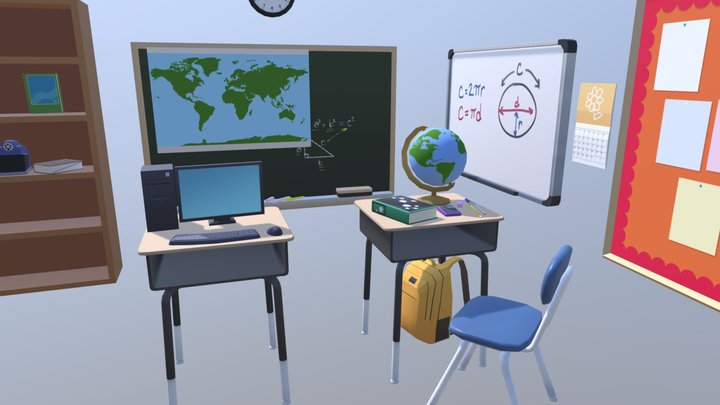 Low Poly Classroom 3D Model