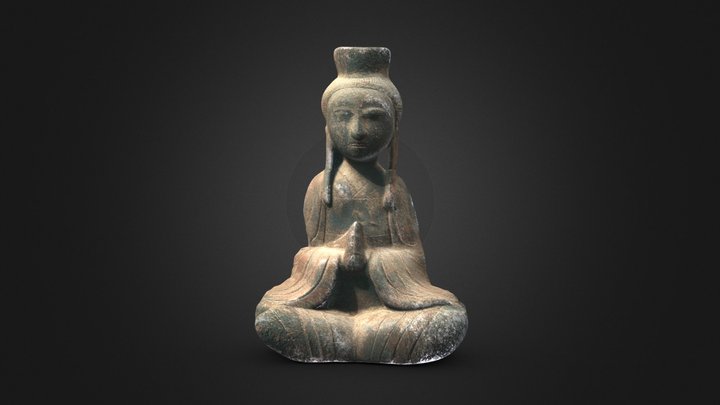 Ancient Meditating Buddha Statue 3D Model 3D Model