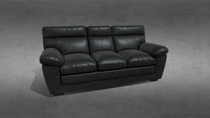 Leather Sofa (Black) 3D Model