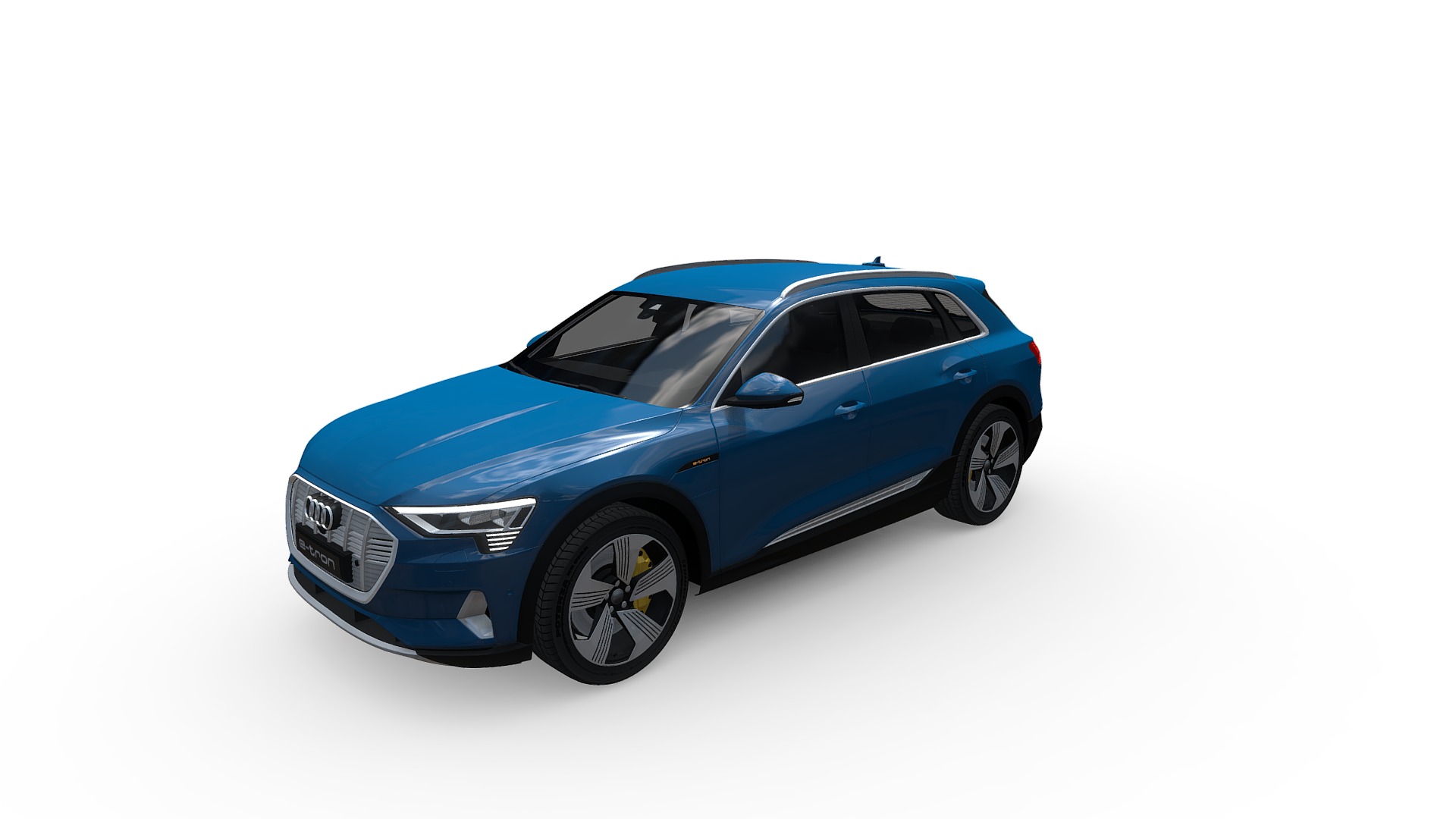 3D model Audi E-tron 2020 Regular Mirror - This is a 3D model of the Audi E-tron 2020 Regular Mirror. The 3D model is about a blue car with a white background.