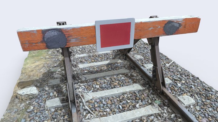 Train Track Brake Buffer Stop 3D Model