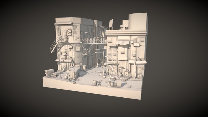 Blockout Alleyway Animation The Gardener 3D Model