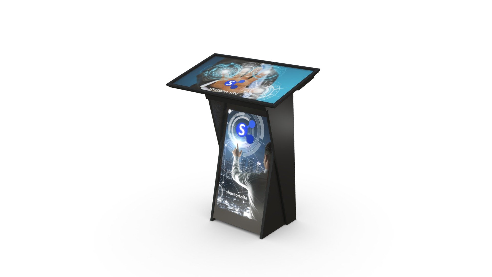 Shareon Touch stand black matte - 2 displays v1 — Sketchfab embed 3D viewer