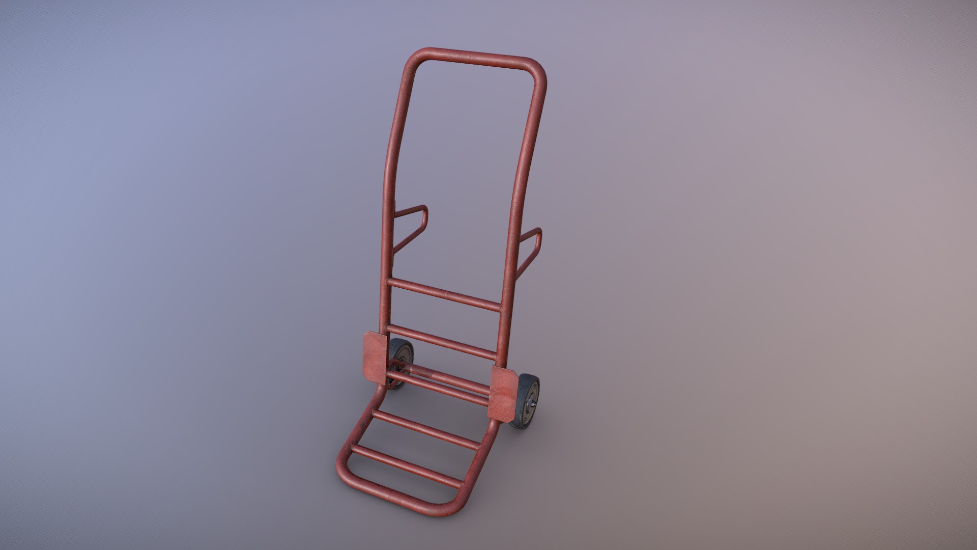 3D model Game Ready Hand Truck – For Sale - This is a 3D model of the Game Ready Hand Truck - For Sale. The 3D model is about a red chair with a metal frame.