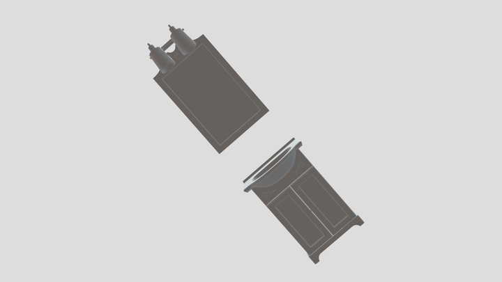 Bathroom: Sink & Mirror & Light Fixture 3D Model