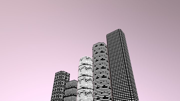 City Night Buildings Pack 2 3D Model