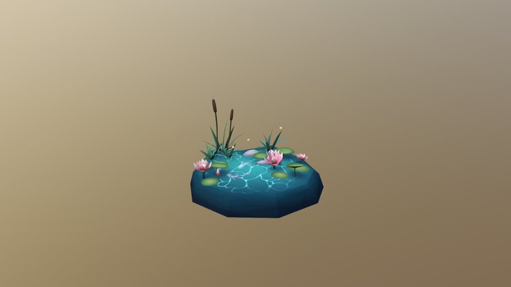 Koi Pond with Waterlilies 3D Model