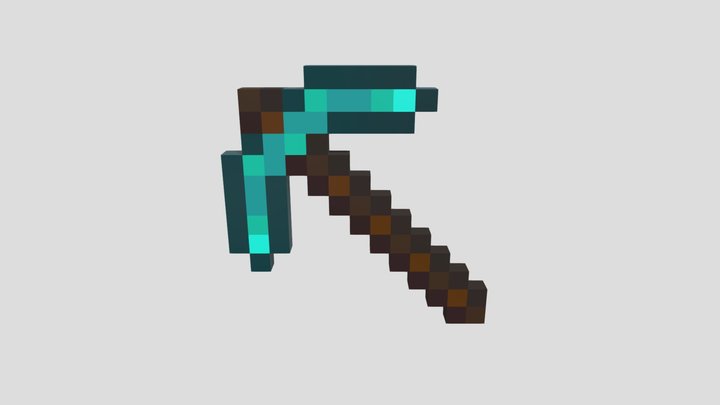 Diamond Pickaxe in Minecraft 3D Model