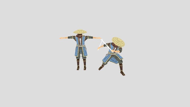 for honor aramusha low poly pixel (rigged) 3D Model