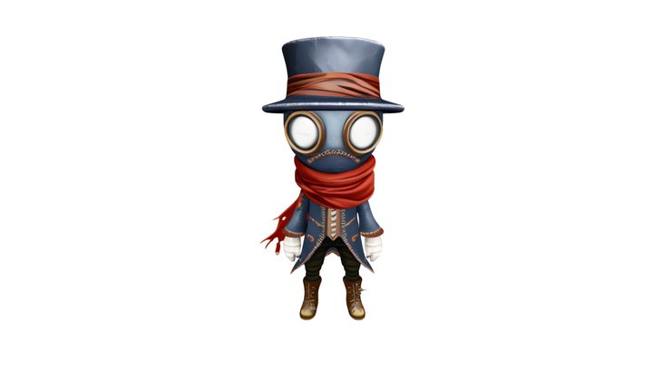 Steampunk-style masked figure 3D Model