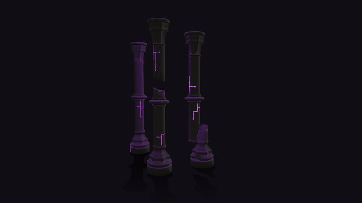 Gothic Tech Pillars 3D Model