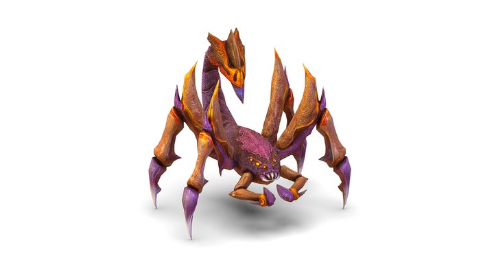 Low Poly Monster Purple Scorpio Creature 3D Model