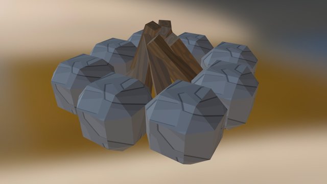 Fogata Low Poly – Modelo 3D gratuito STL