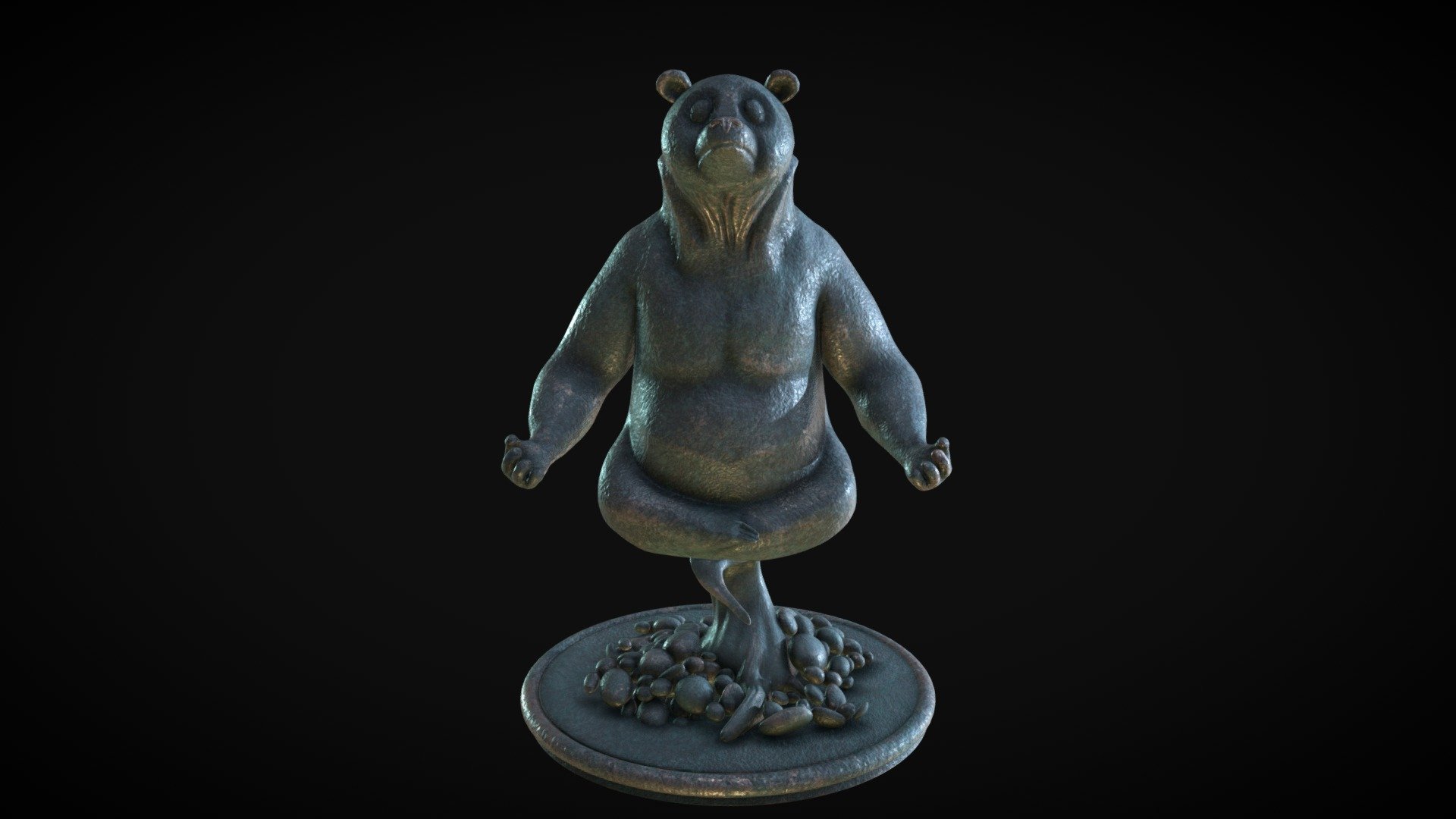Meditating Bear Statue