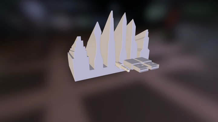 Cityscape Desktop Cable Organizer 3D Model