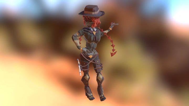 Cowboy girl with weapons 3D Model