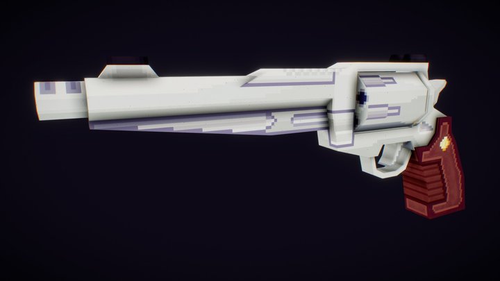 Magnum Revolver Lowpoly Pixelated 3D Model