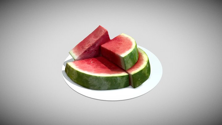 Watermelon Sliced on a plate 3D Model