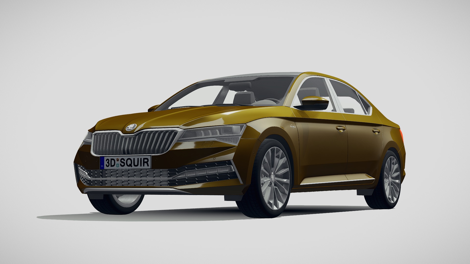 3D model Skoda Superb 2020 - This is a 3D model of the Skoda Superb 2020. The 3D model is about a yellow car with a black top.