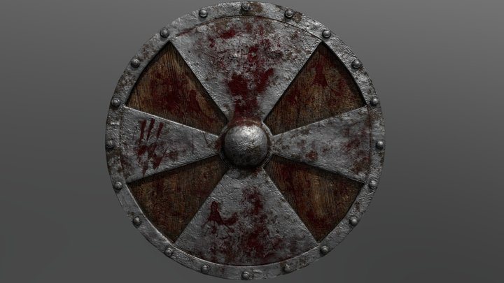 Battle Damaged Viking Shield 3D Model