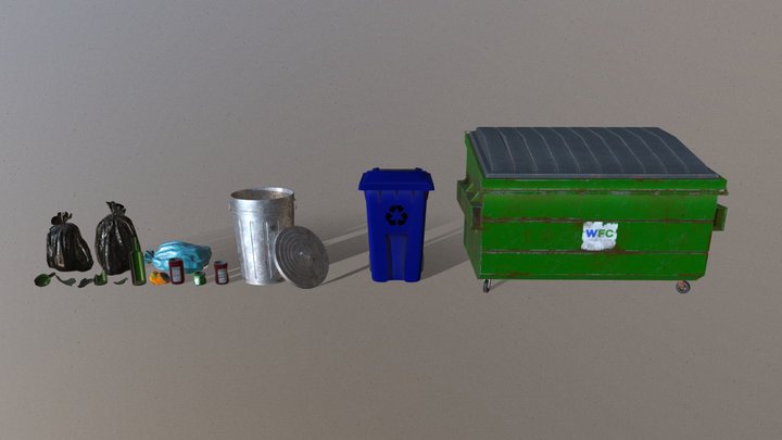 Trash Pack Low Poly 3D Model