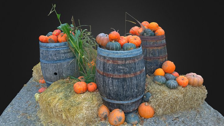 Pumpkins on Barrels