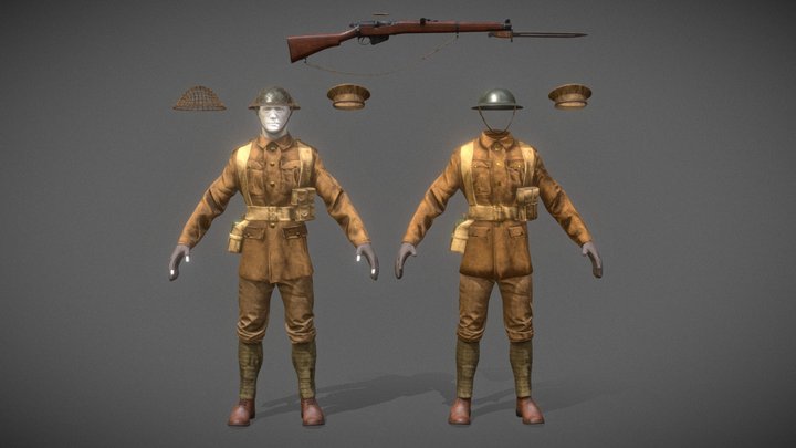 WW1 British Soldier 3D Model