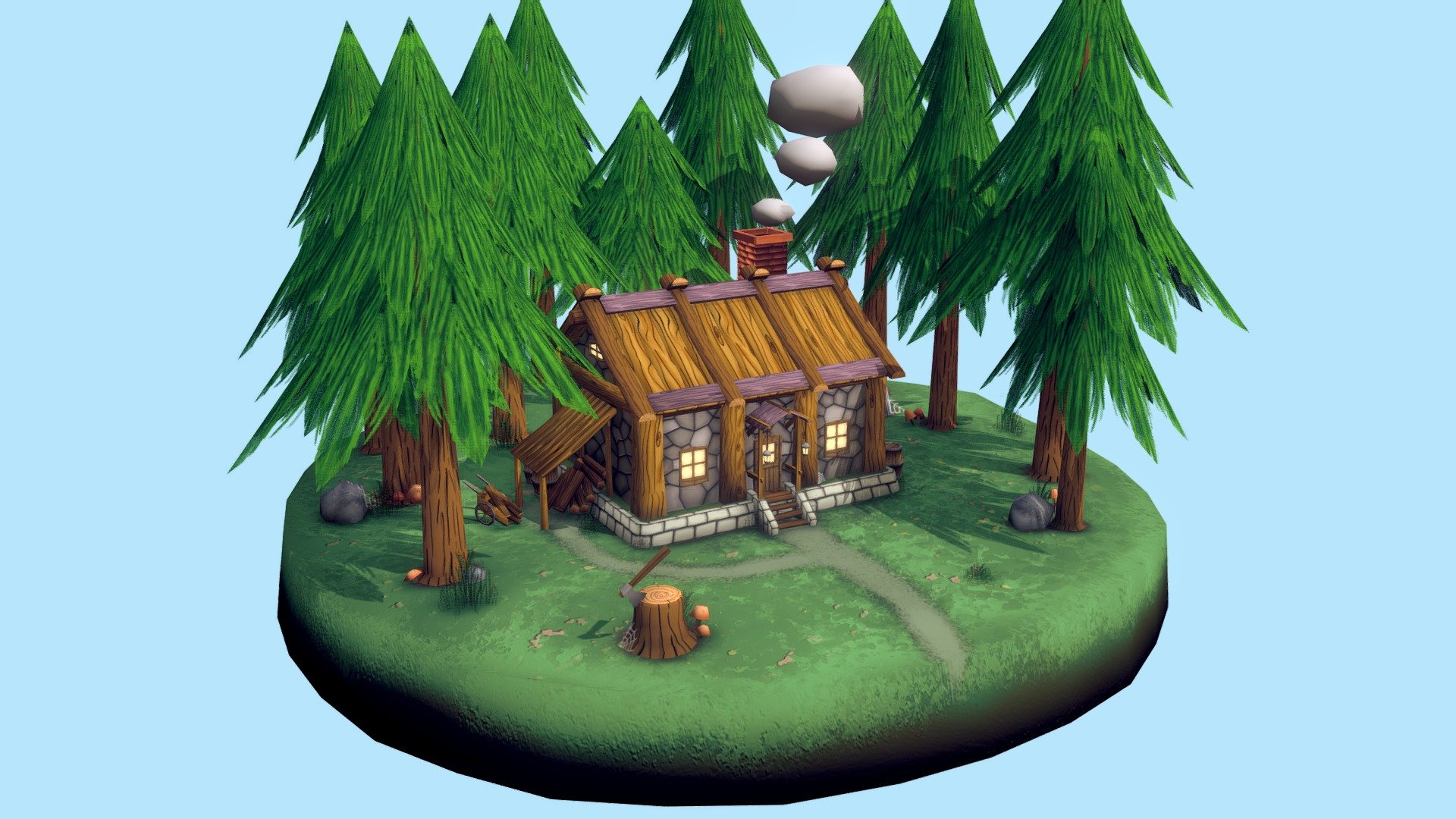 Cabin In The Woods Of Pines — Sketchfab embed 3D viewer