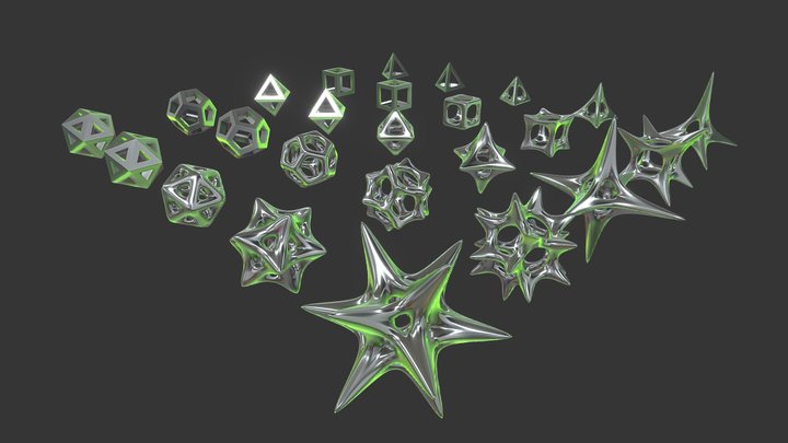 Spikey-hedrons Pack 3D Model