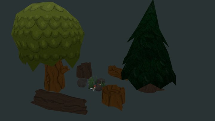Low-Poly Woods Assets 3D Model