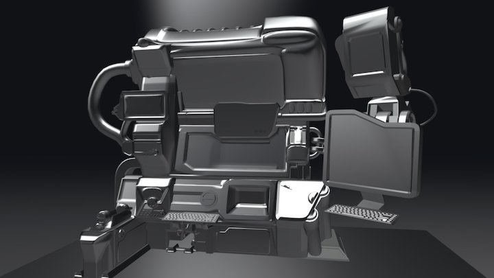 High Poly Sci Fi Computer Terminal (WIP) 3D Model