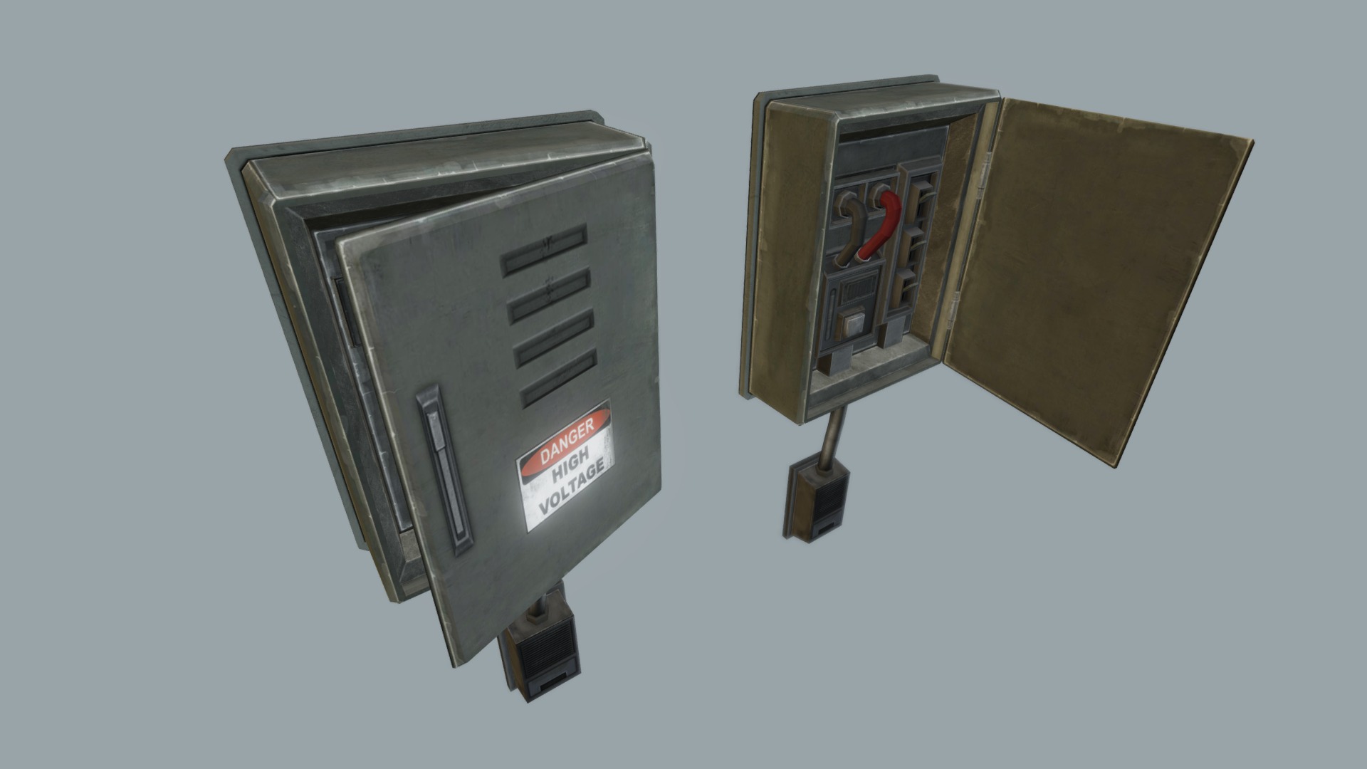 3D model Electric Fusebox 3 - This is a 3D model of the Electric Fusebox 3. The 3D model is about a couple of rectangular electronic devices.