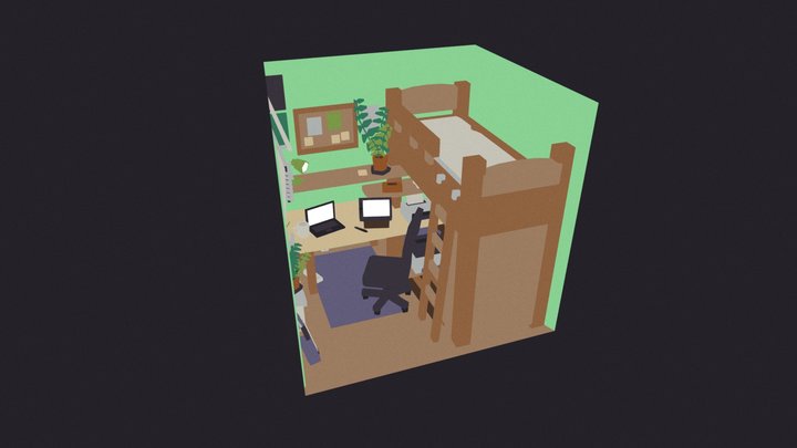 my room but low poly 3D Model