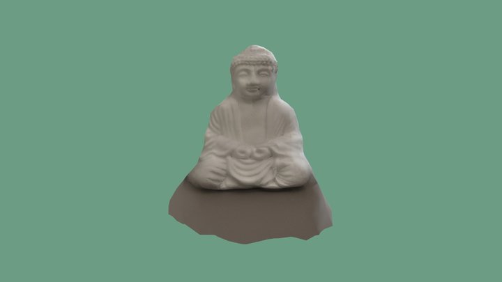 Statue de Bouddha sur un rocher 3D Model
